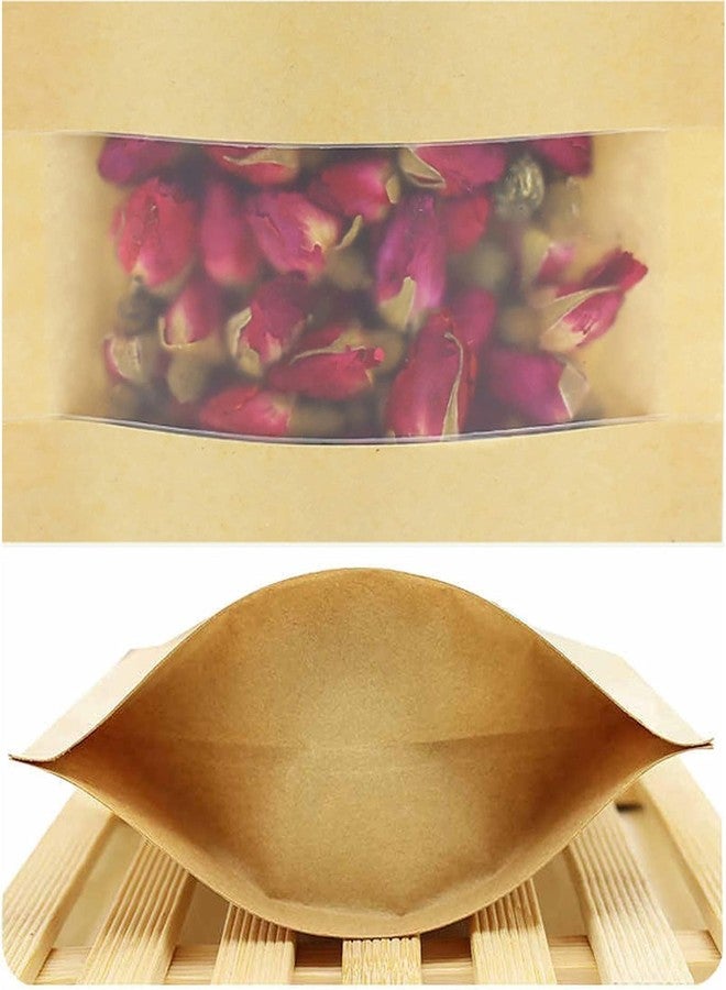 DOTUHAO 200 PCS Kraft Paper Resealable Bags, 3.5" x 5.5" Stand Up Pouch Bags, Kraft Bag with Window, Reusable Ziplock Food Storage Bag Resealable Pouches for Foods, Coffee Beans, Snacks - Image 4